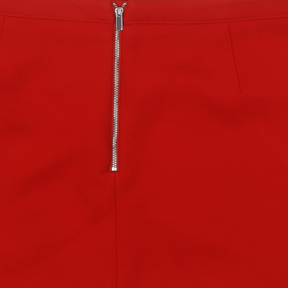 Dunnes Stores Womens Red  Polyester A-Line Skirt Size 16