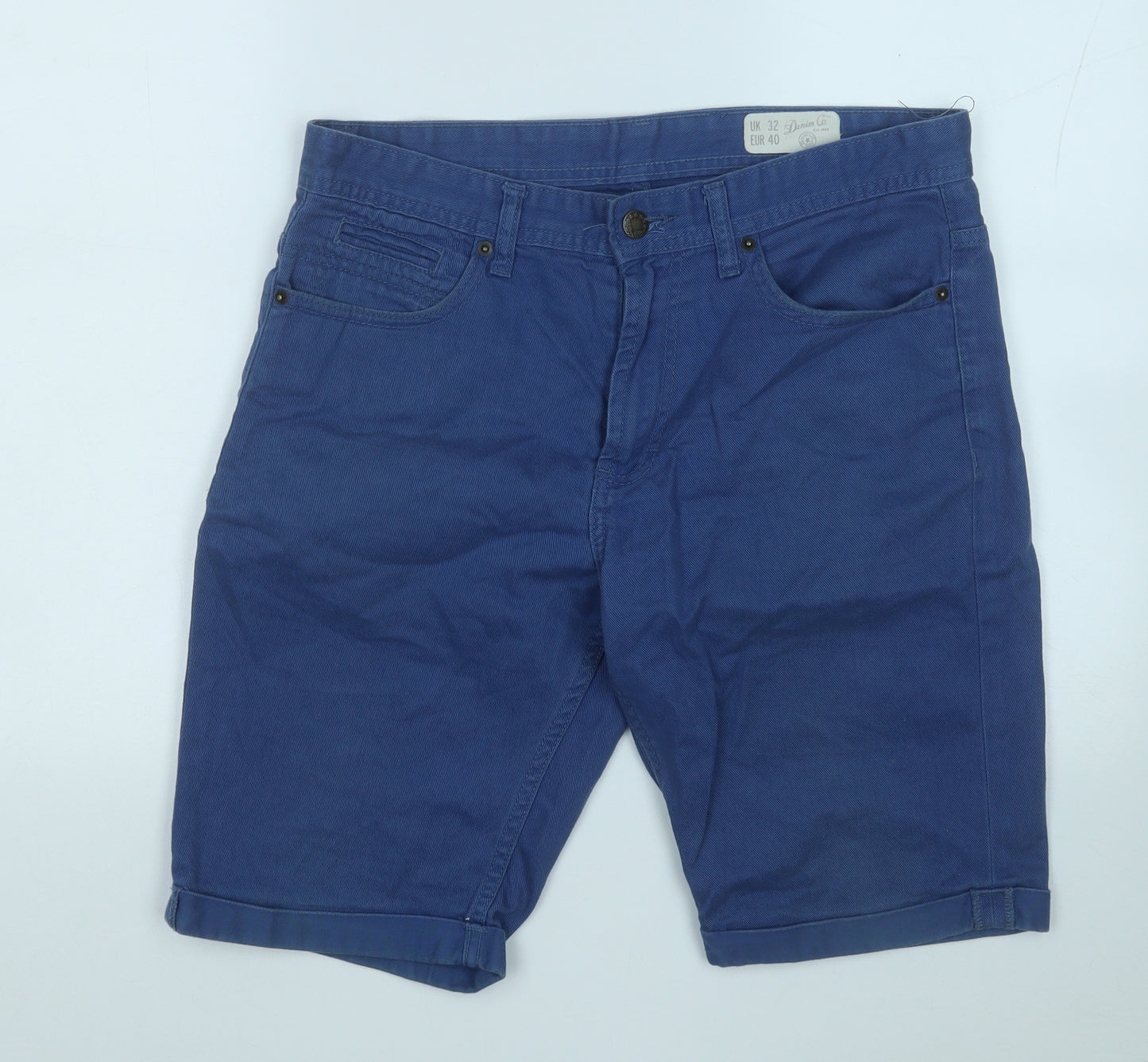 Denim & Co. Womens Blue  Cotton Chino Shorts Size 32 in  Regular