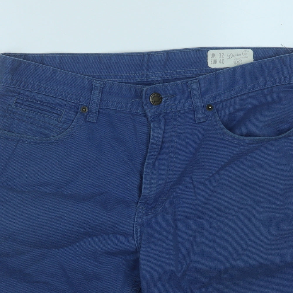 Denim & Co. Womens Blue  Cotton Chino Shorts Size 32 in  Regular