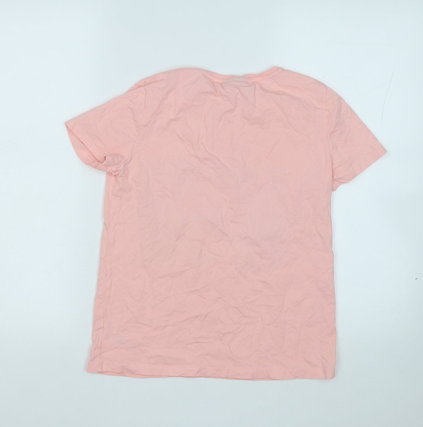 Matalan Girls Pink  Cotton Basic T-Shirt Size 12 Years Round Neck  - Happiness