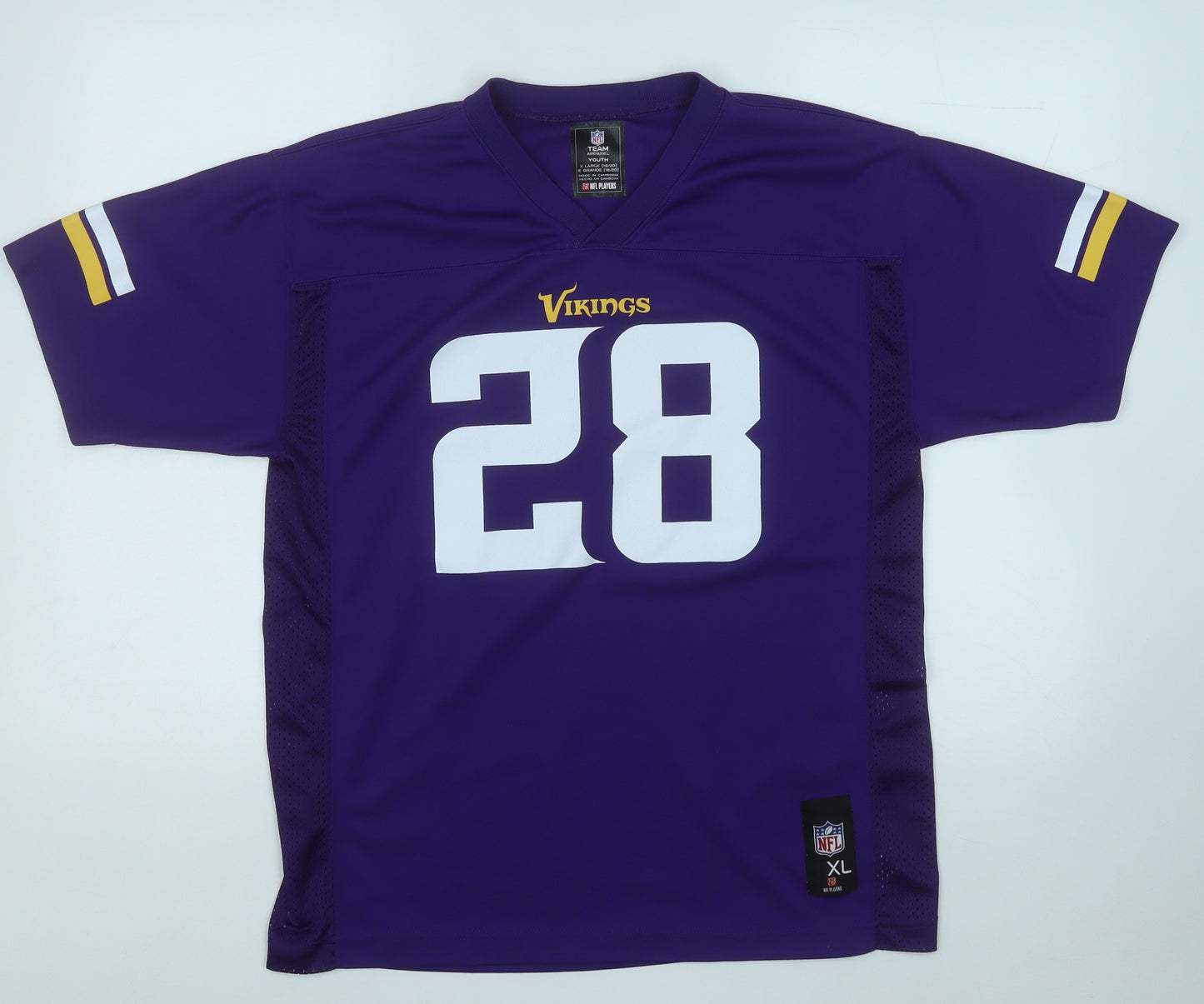 NFL Boys Purple  Polyester Basic T-Shirt Size XL V-Neck  - Vikings