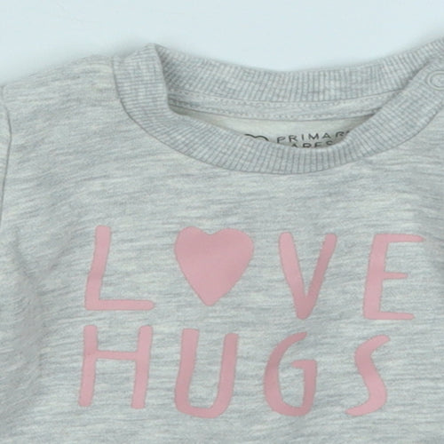 Primark Girls Grey  Cotton Pullover Jumper Size 0-3 Months   - Love Hugs