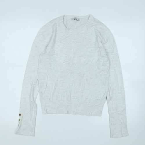 Zara Womens Grey Round Neck  Viscose Pullover Jumper Size L