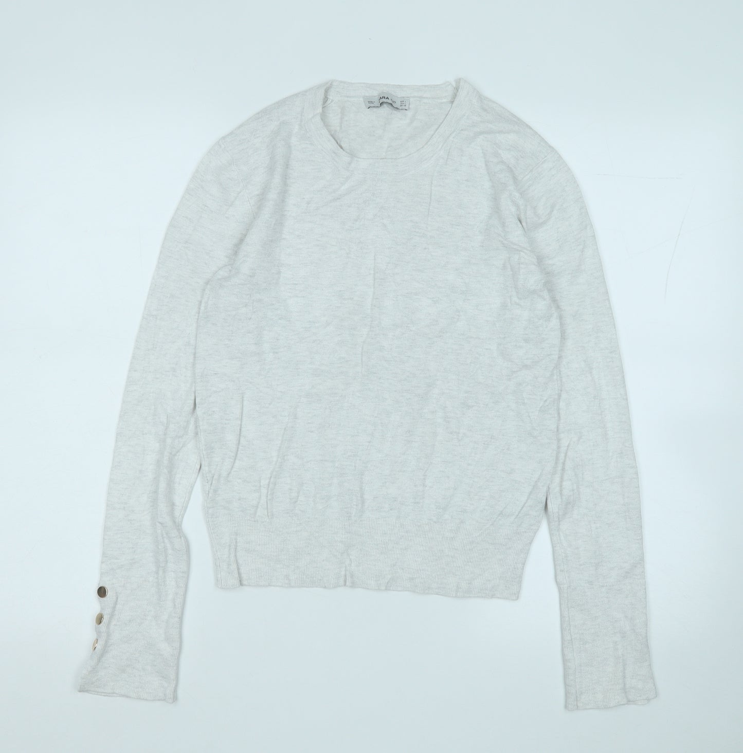 Zara Womens Grey Round Neck  Viscose Pullover Jumper Size L