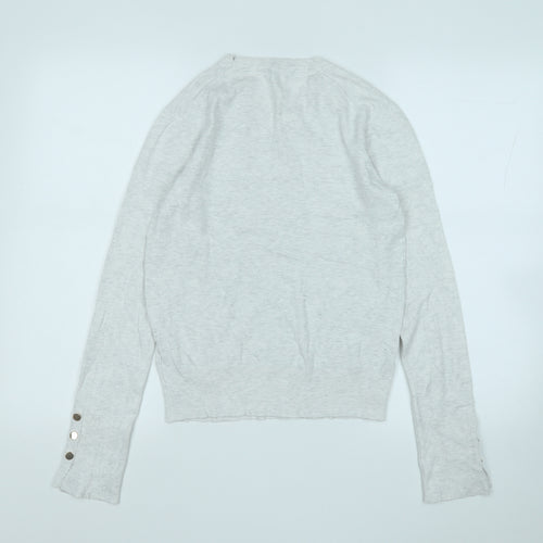 Zara Womens Grey Round Neck  Viscose Pullover Jumper Size L
