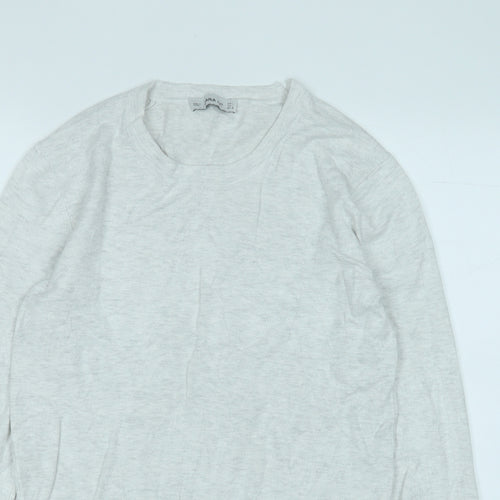 Zara Womens Grey Round Neck  Viscose Pullover Jumper Size L