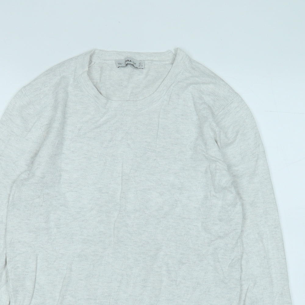 Zara Womens Grey Round Neck  Viscose Pullover Jumper Size L