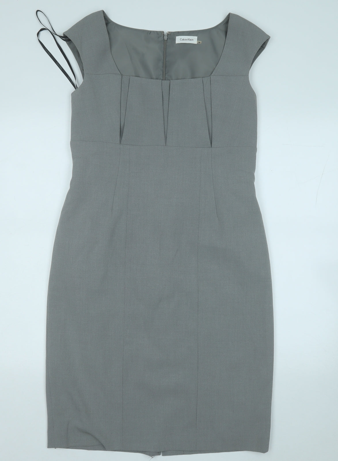 Calvin Klein Womens Grey  Polyester Pencil Dress  Size 10  Round Neck