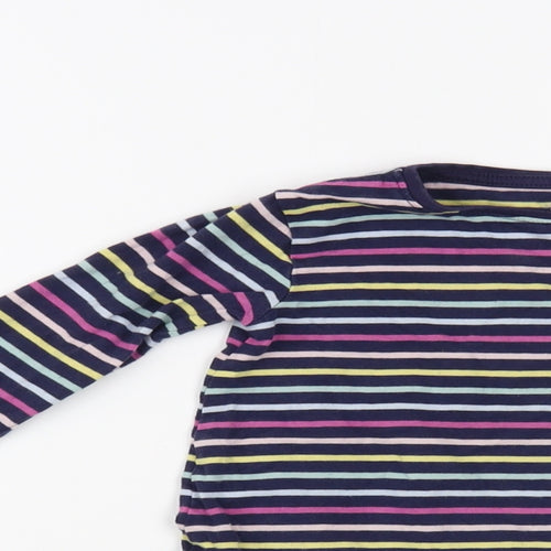 M&Co Girls Blue Striped Cotton Tunic T-Shirt Size 2-3 Years Crew Neck Pullover