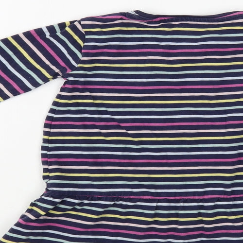 M&Co Girls Blue Striped Cotton Tunic T-Shirt Size 2-3 Years Crew Neck Pullover
