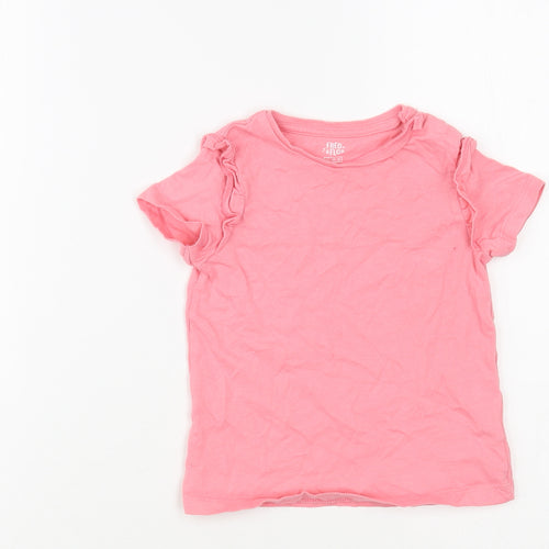 F&F Baby Pink  Cotton Basic T-Shirt Size 18-24 Months Crew Neck Pullover