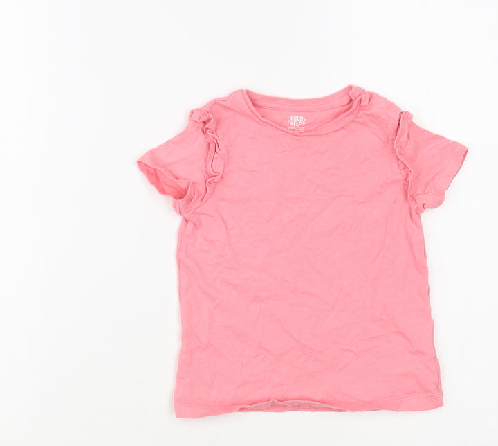 F&F Baby Pink Cotton Basic T-Shirt Size 18-24 Months Crew Neck Pullover