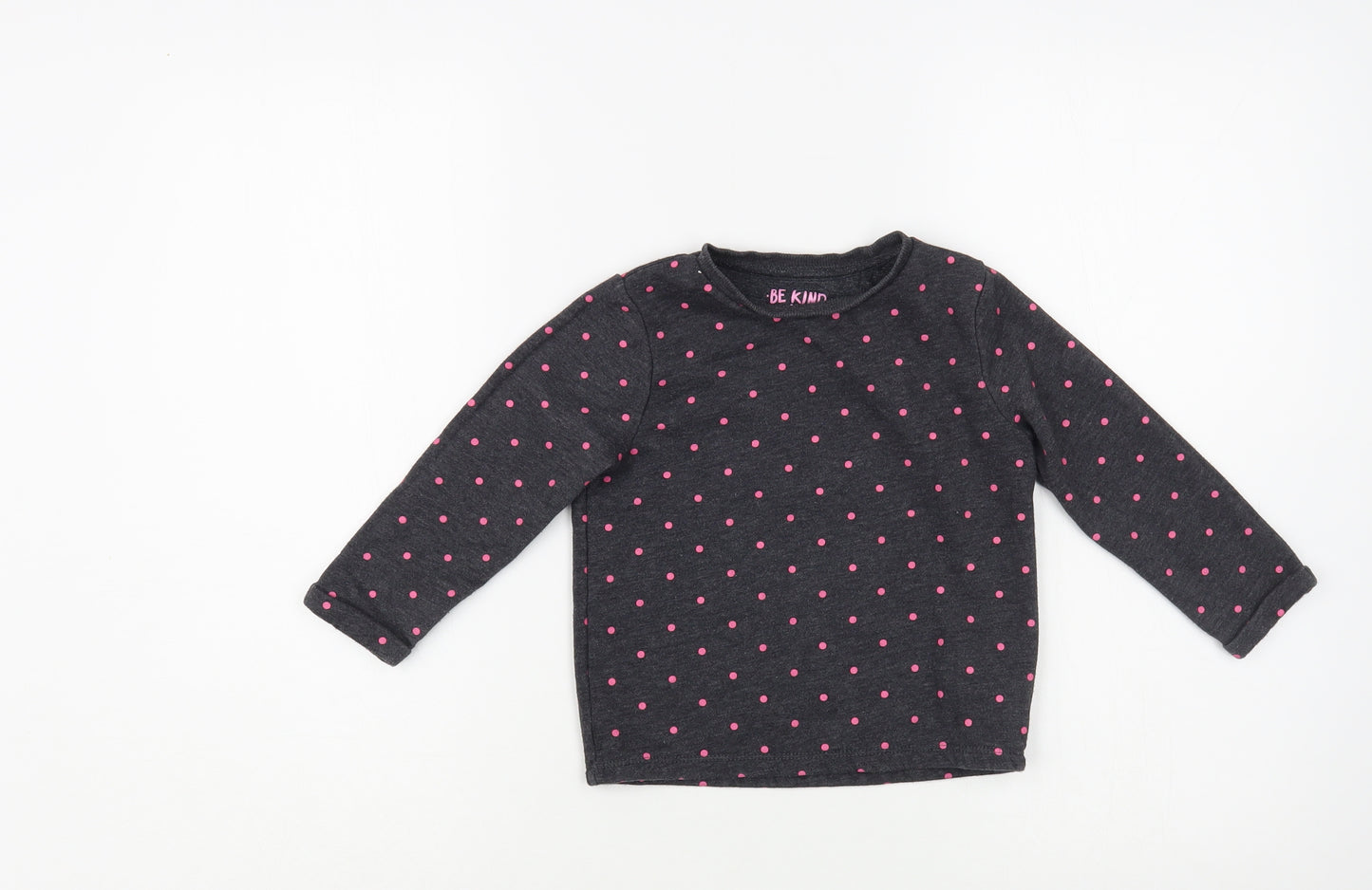 F&F Girls Grey Polka Dot Cotton Pullover Sweatshirt Size 2-3 Years  Pullover