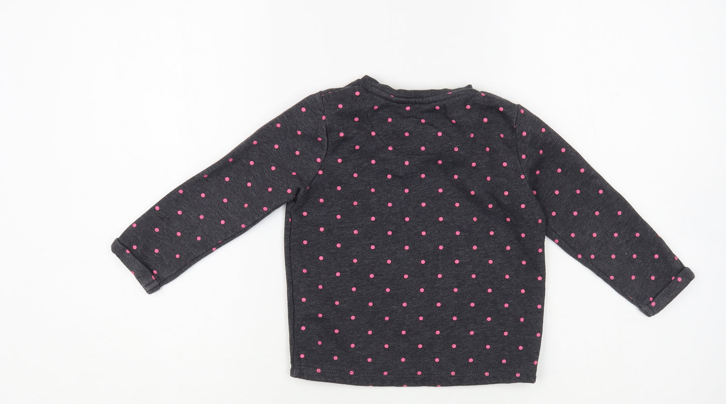 F&F Girls Grey Polka Dot Cotton Pullover Sweatshirt Size 2-3 Years  Pullover