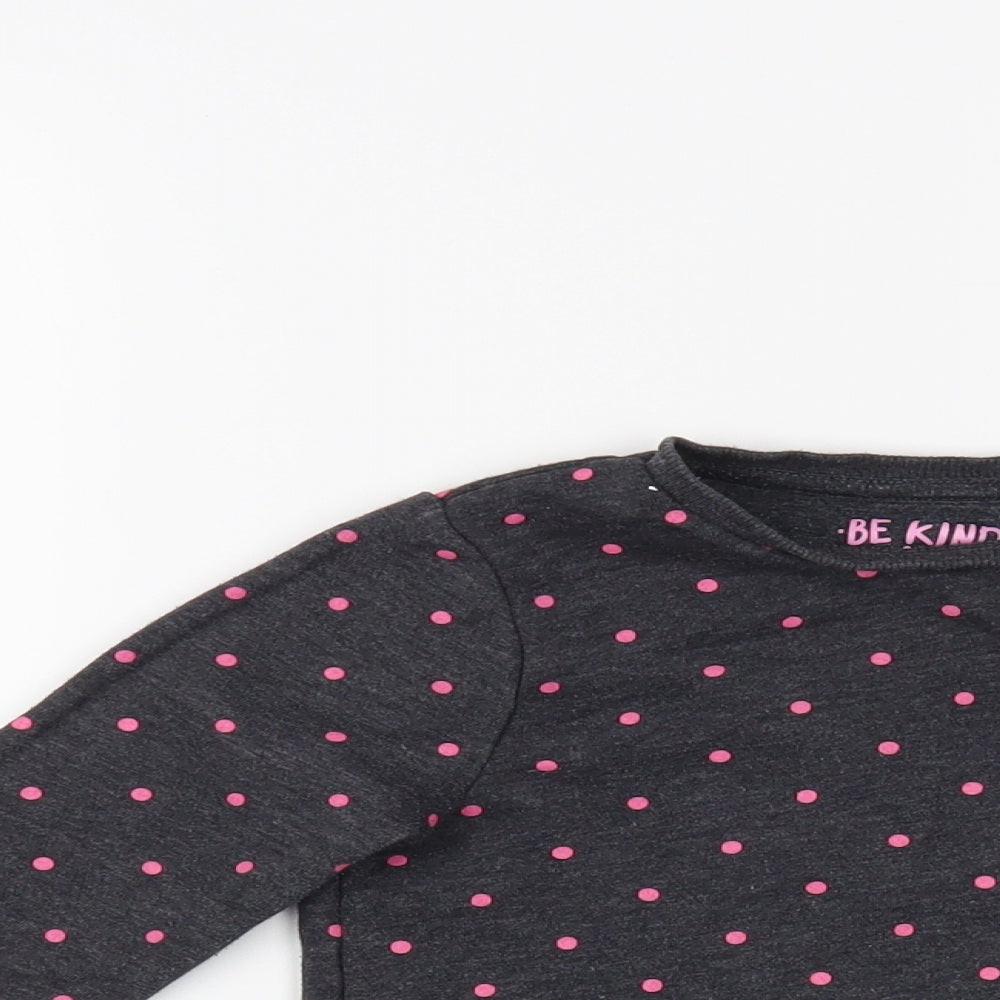 F&F Girls Grey Polka Dot Cotton Pullover Sweatshirt Size 2-3 Years  Pullover