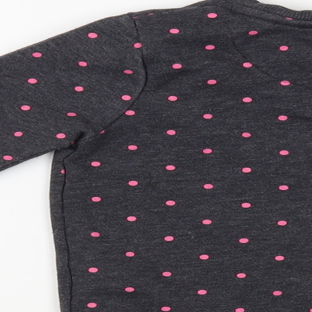 F&F Girls Grey Polka Dot Cotton Pullover Sweatshirt Size 2-3 Years  Pullover