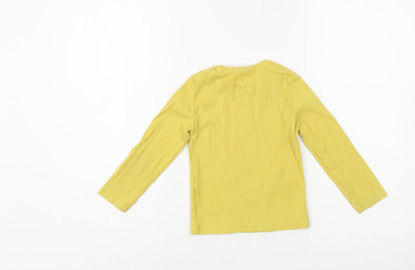 F&F Girls Yellow  Cotton Basic T-Shirt Size 2-3 Years Crew Neck Pullover