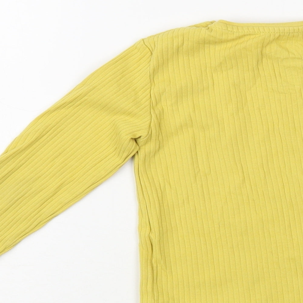 F&F Girls Yellow  Cotton Basic T-Shirt Size 2-3 Years Crew Neck Pullover