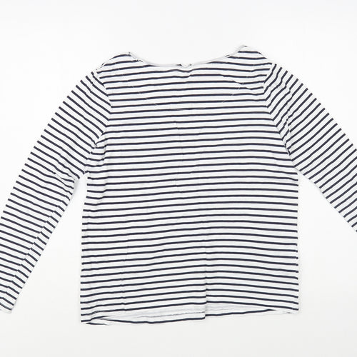 NEXT Womens White Striped Cotton Basic T-Shirt Size 8 Boat Neck - Butterflies