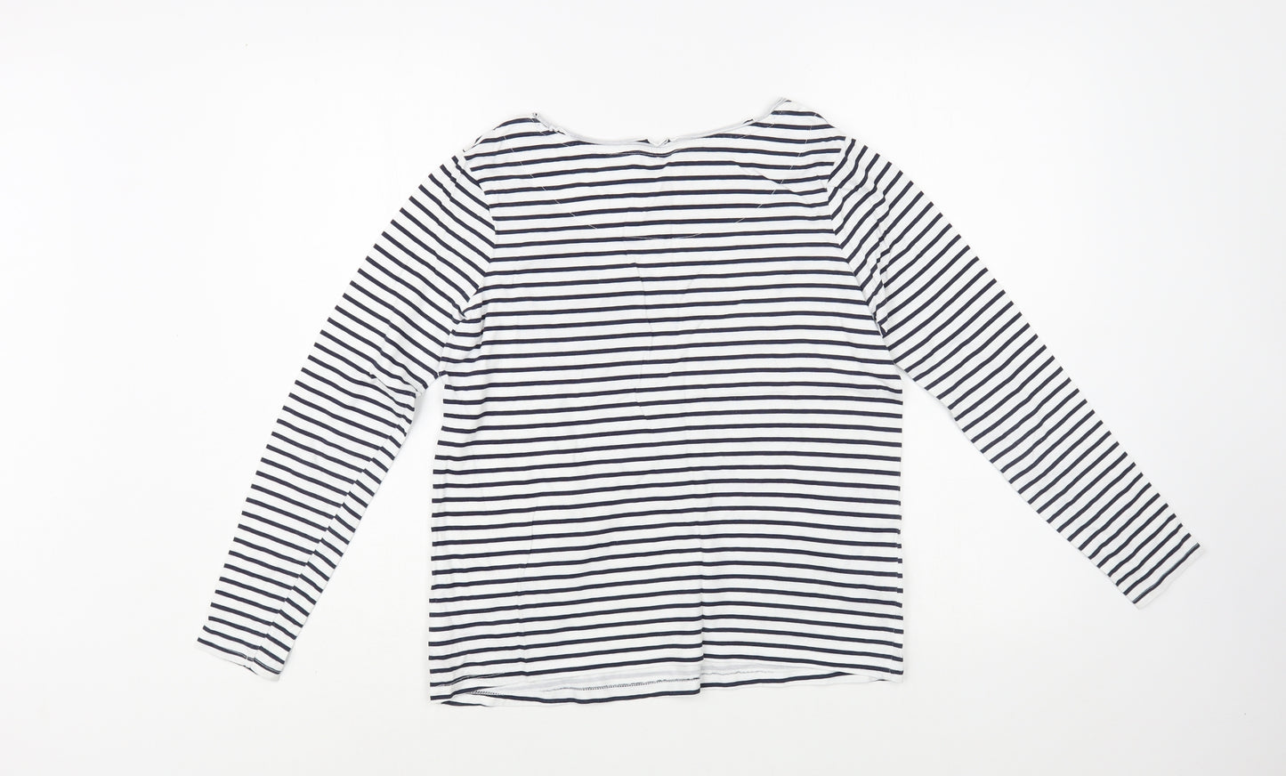 NEXT Womens White Striped Cotton Basic T-Shirt Size 8 Boat Neck - Butterflies