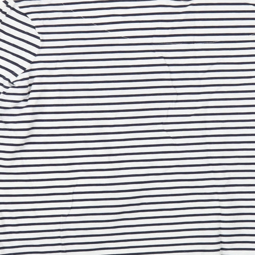 NEXT Womens White Striped Cotton Basic T-Shirt Size 8 Boat Neck - Butterflies
