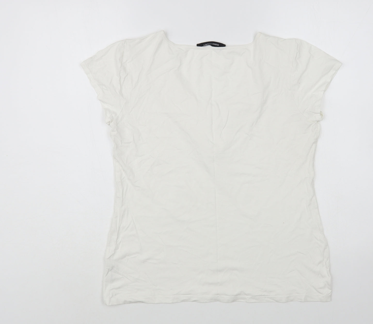 Dunnes Stores Womens White  Viscose Basic Blouse Size 14 V-Neck