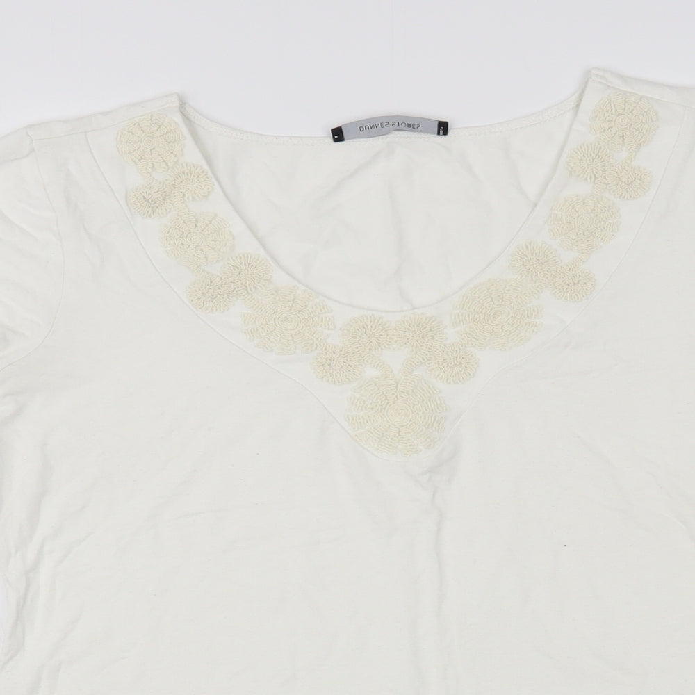 Dunnes Stores Womens White  Viscose Basic Blouse Size 14 V-Neck