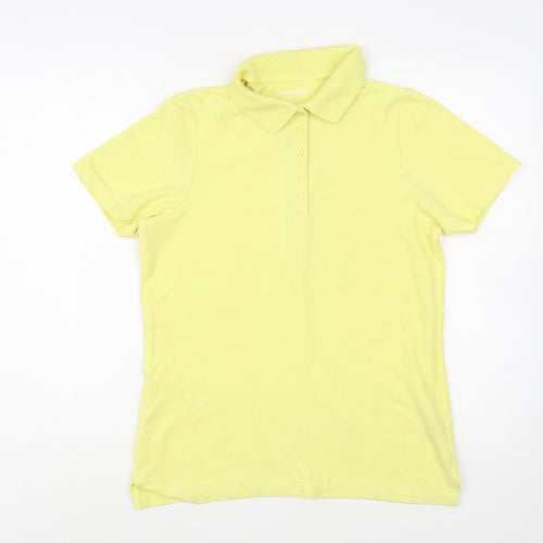 Dunnes Stores Mens Yellow  Cotton  Polo Size S Collared Button