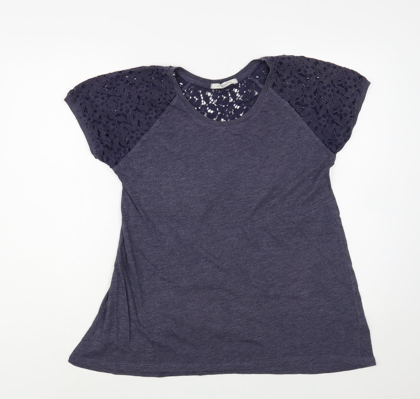 George Womens Blue  Polyester Basic T-Shirt Size 18 Boat Neck - Lace Detail