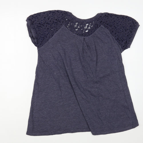 George Womens Blue  Polyester Basic T-Shirt Size 18 Boat Neck - Lace Detail