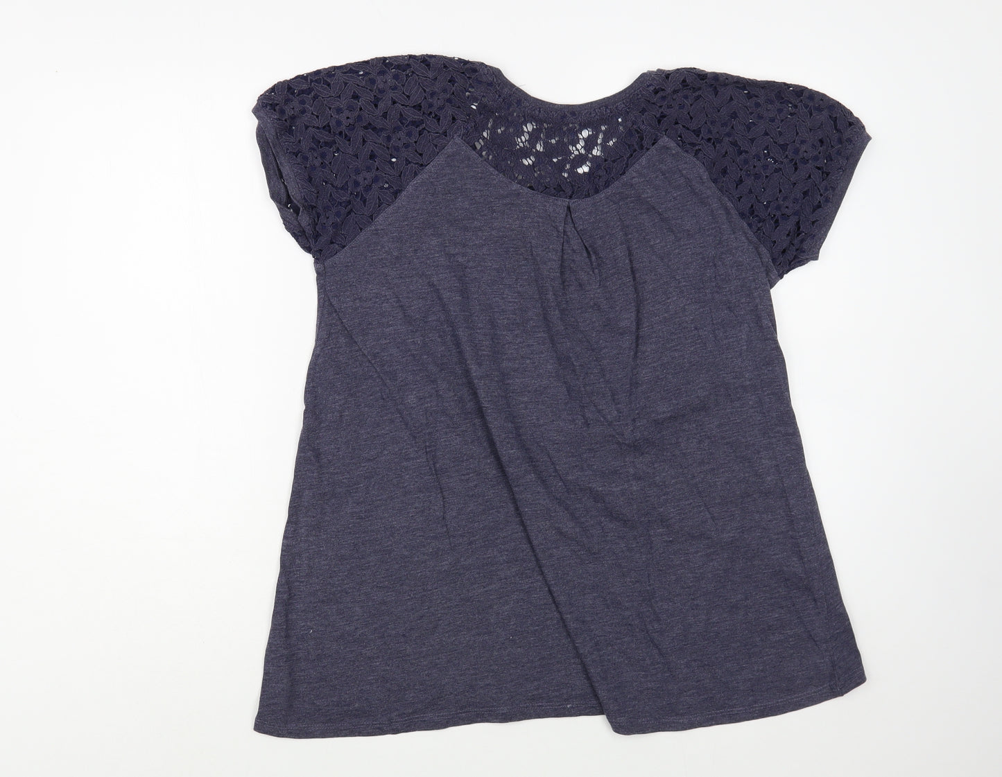 George Womens Blue  Polyester Basic T-Shirt Size 18 Boat Neck - Lace Detail