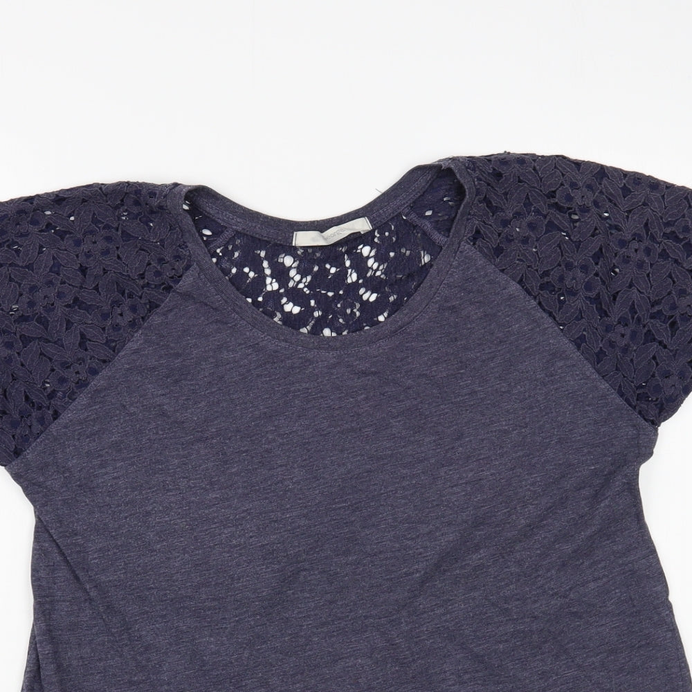 George Womens Blue  Polyester Basic T-Shirt Size 18 Boat Neck - Lace Detail
