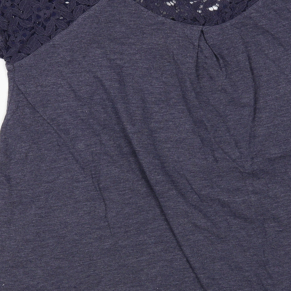George Womens Blue  Polyester Basic T-Shirt Size 18 Boat Neck - Lace Detail