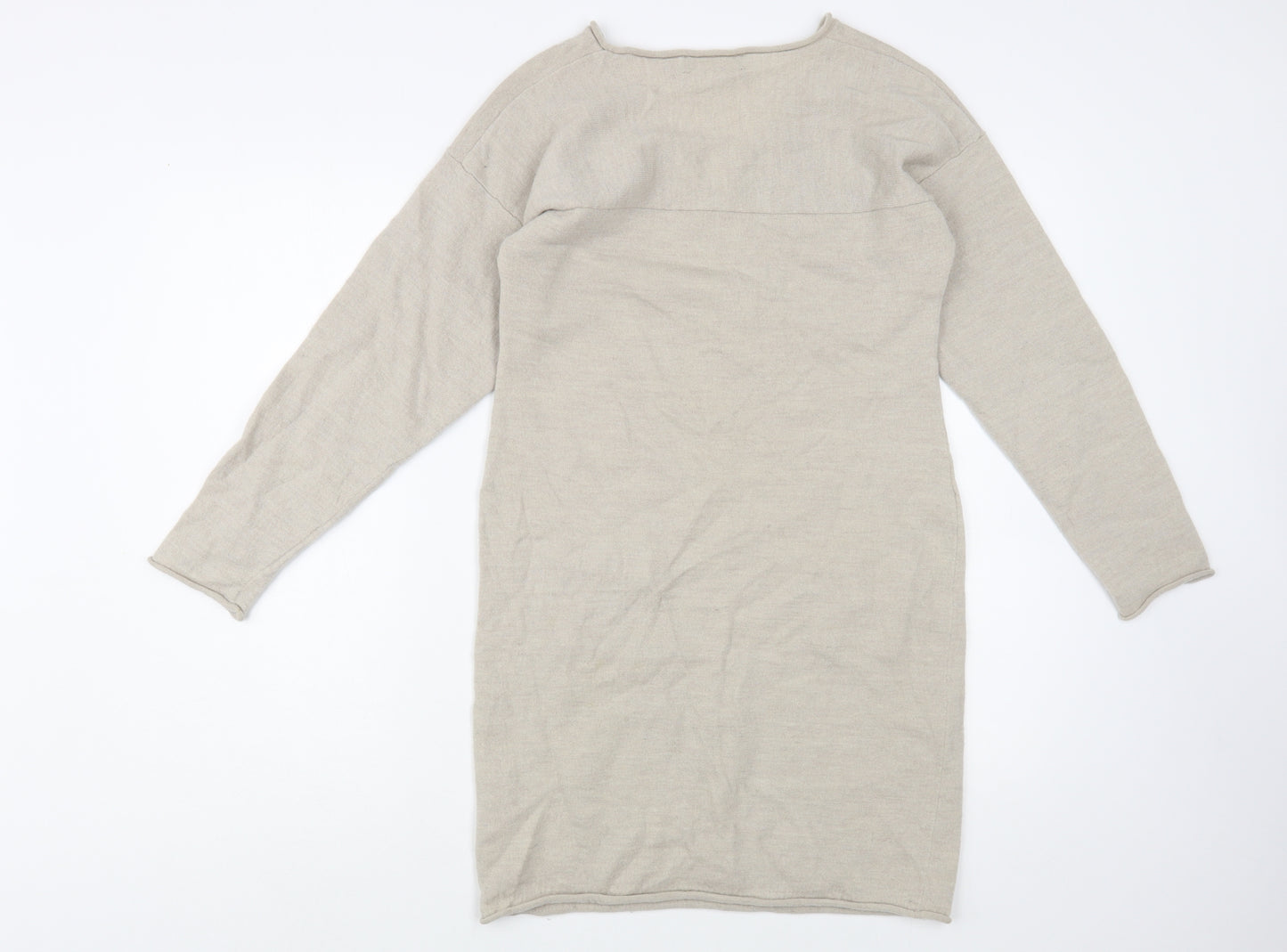 Mercel & Madison Womens Beige V-Neck  Wool Tunic Jumper Size 14