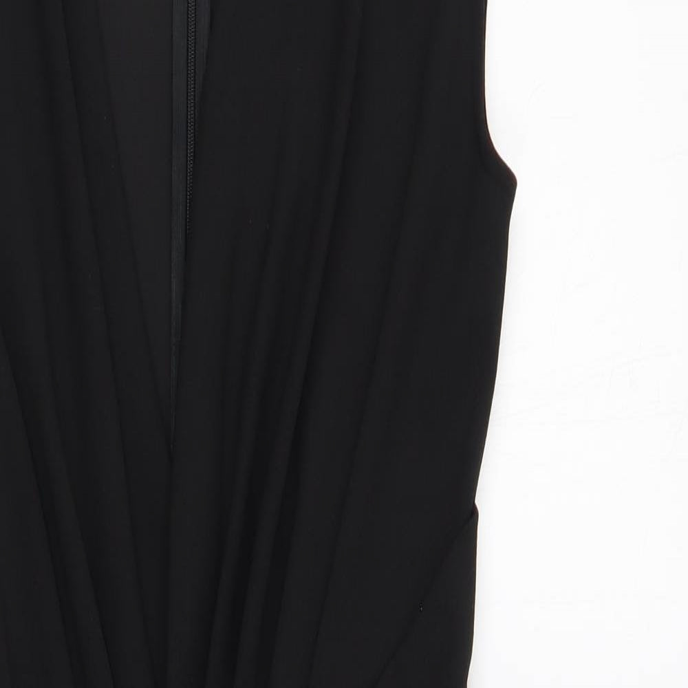 Lipsy Womens Black  Polyester Pencil Dress  Size 10  V-Neck Zip