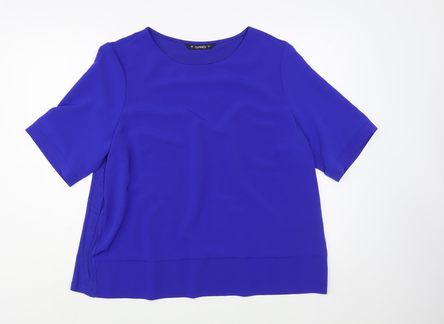 Dunnes Stores Womens Blue  Polyester Basic Blouse Size L Boat Neck