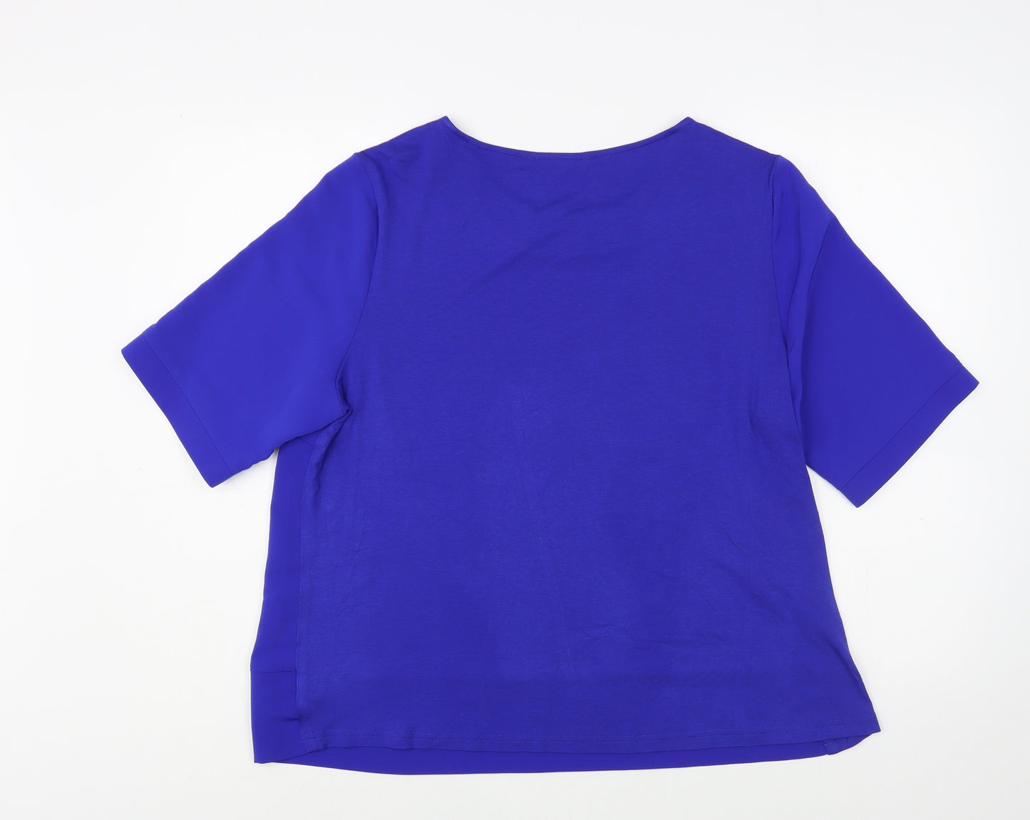Dunnes Stores Womens Blue  Polyester Basic Blouse Size L Boat Neck