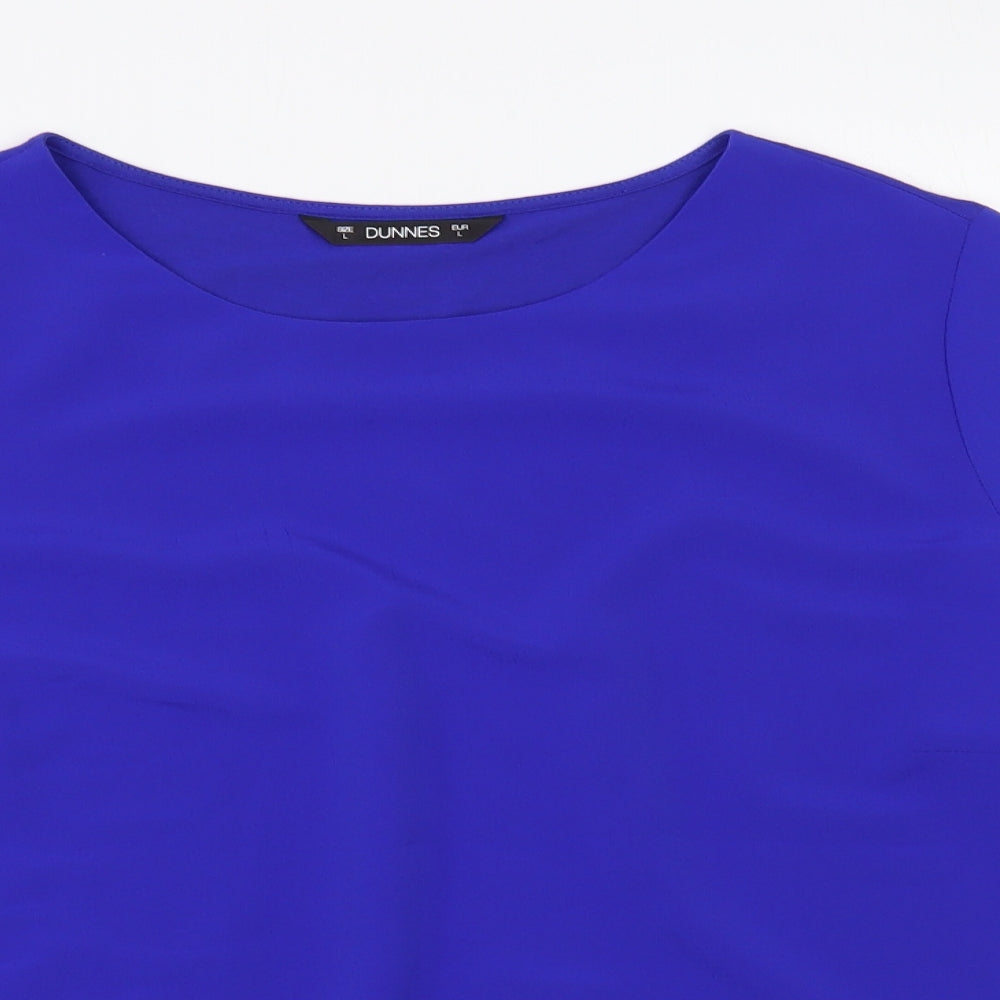 Dunnes Stores Womens Blue  Polyester Basic Blouse Size L Boat Neck