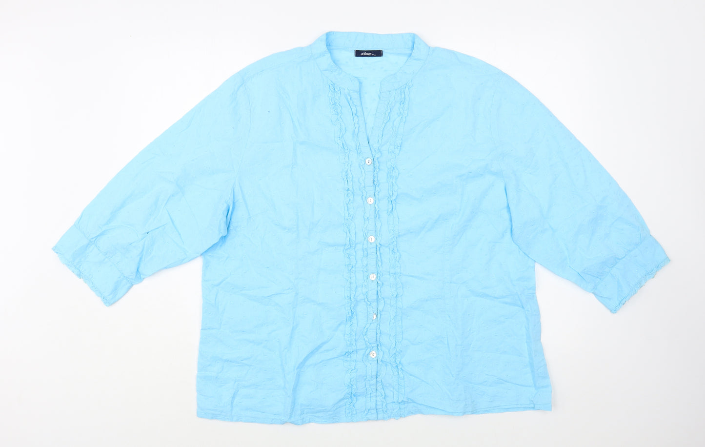 DASH Womens Blue  Cotton Basic Button-Up Size 20 V-Neck