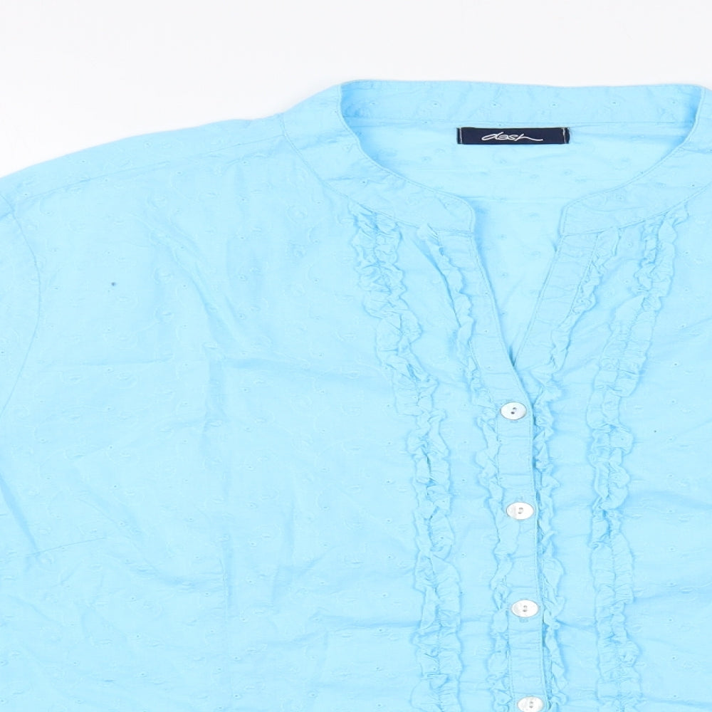 DASH Womens Blue  Cotton Basic Button-Up Size 20 V-Neck