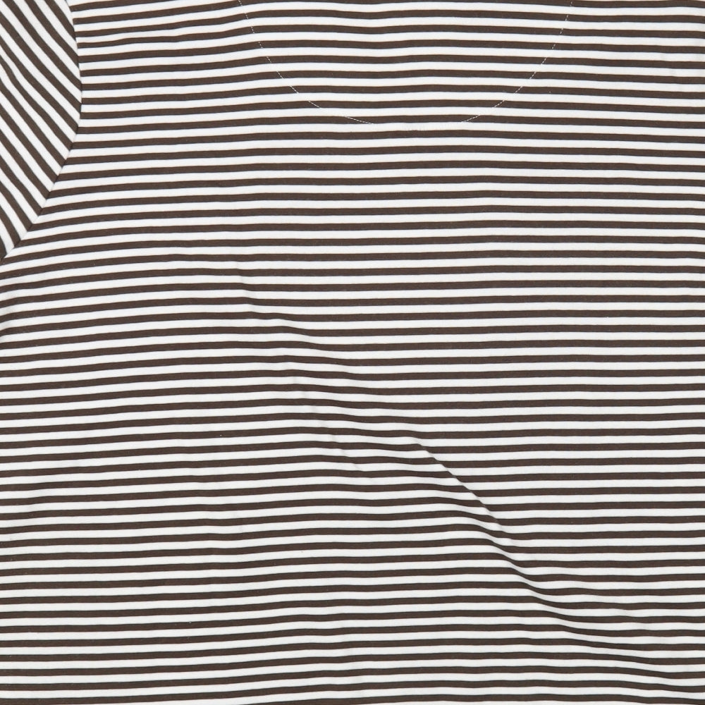DASH Womens White Striped Cotton Basic T-Shirt Size 20 Collared