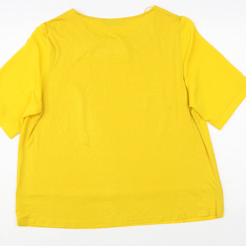 Dunnes Stores Womens Yellow  Polyester Basic Blouse Size L Boat Neck