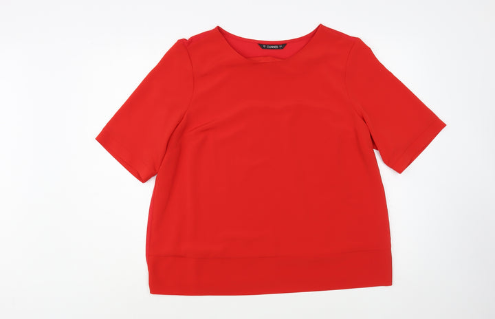Dunnes Stores Womens Red  Polyester Basic Blouse Size L Boat Neck