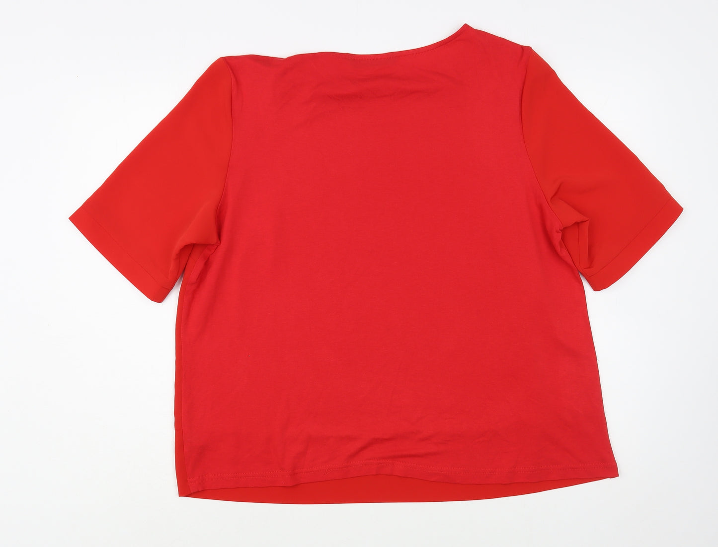 Dunnes Stores Womens Red  Polyester Basic Blouse Size L Boat Neck