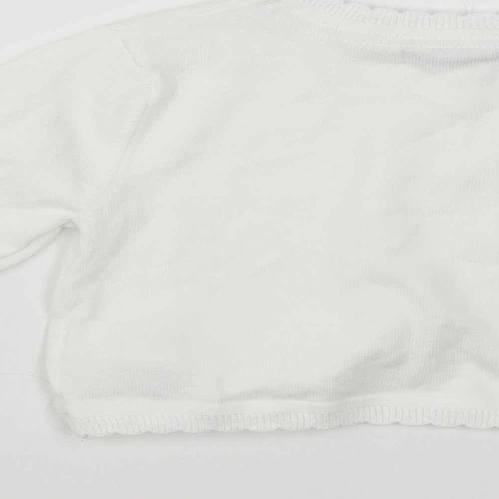Primark Girls White Round Neck  Cotton Shrug Jumper Size 6-7 Years  Button