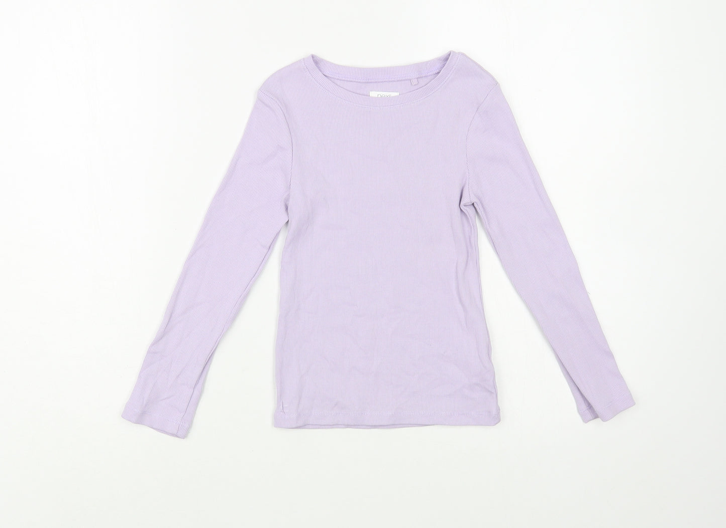 NEXT Girls Purple  Cotton Basic T-Shirt Size 6 Years Boat Neck Pullover