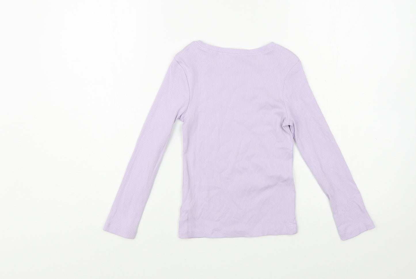 NEXT Girls Purple  Cotton Basic T-Shirt Size 6 Years Boat Neck Pullover