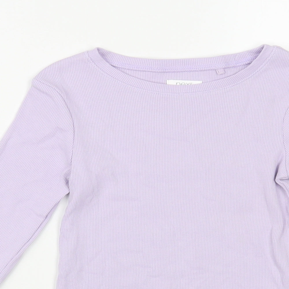 NEXT Girls Purple  Cotton Basic T-Shirt Size 6 Years Boat Neck Pullover