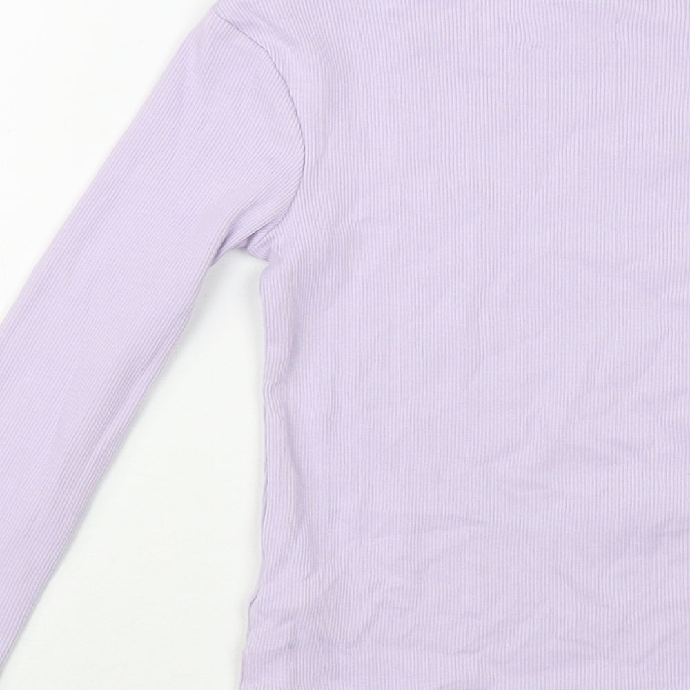 NEXT Girls Purple  Cotton Basic T-Shirt Size 6 Years Boat Neck Pullover