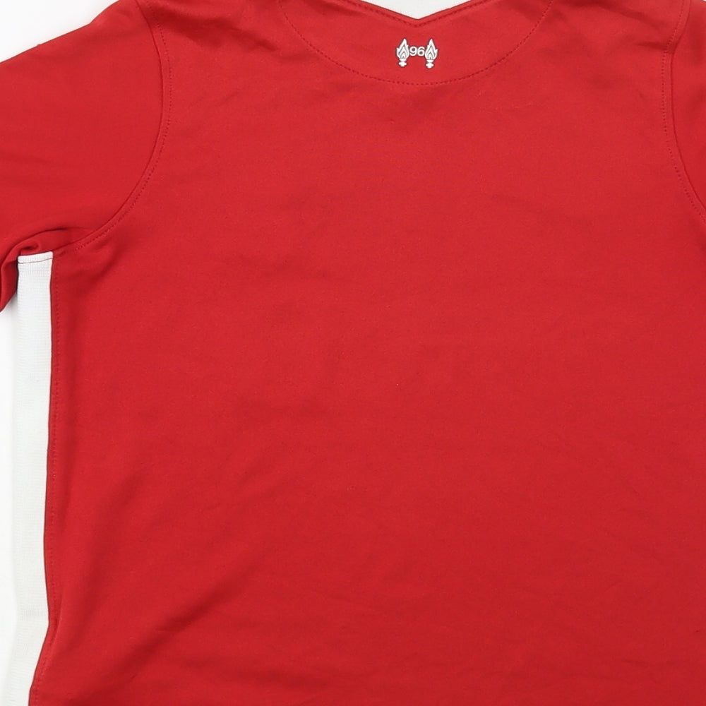 Nike Boys Red  Polyester Pullover T-Shirt Size 5-6 Years V-Neck Pullover - Liverpool FC
